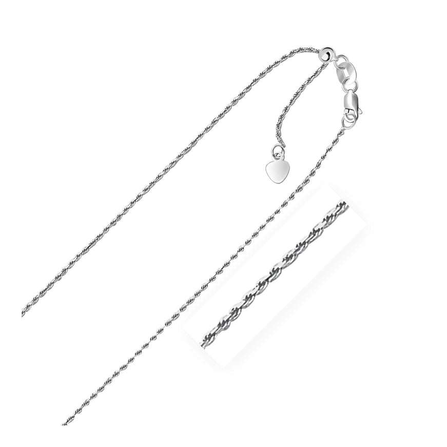 10k White Gold Adjustable Rope Chain 1.0mm - Ellie Belle