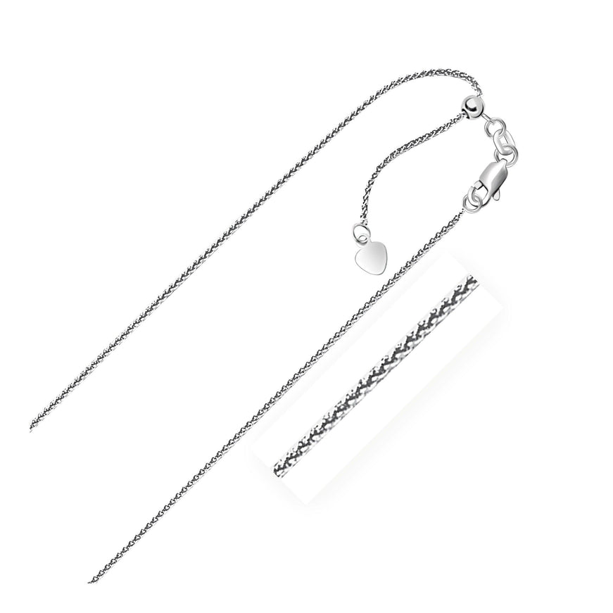 10k White Gold Adjustable Wheat Chain 1.0mm - Ellie Belle