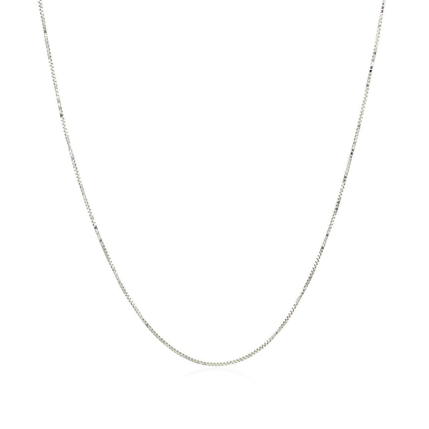 10k White Gold Classic Box Chain 0.45mm - Ellie Belle