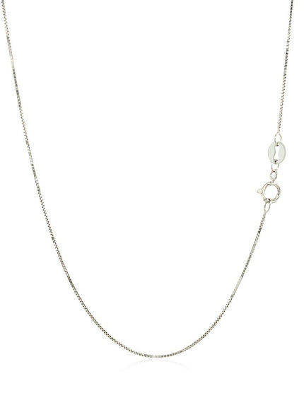 10k White Gold Classic Box Chain 0.6mm - Ellie Belle