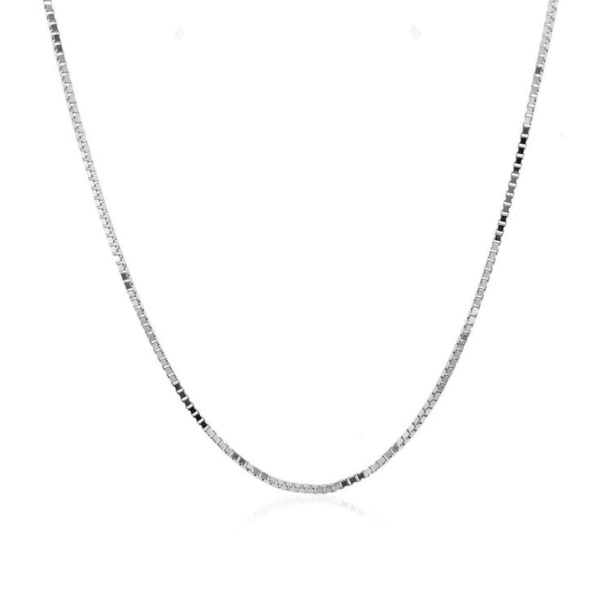 10k White Gold Classic Box Chain 1.0mm - Ellie Belle