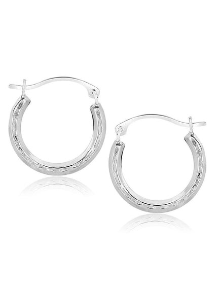 10k White Gold Fancy Hoop Earrings - Ellie Belle