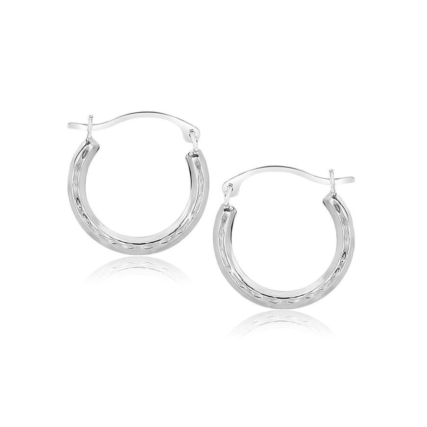 10k White Gold Fancy Hoop Earrings - Ellie Belle