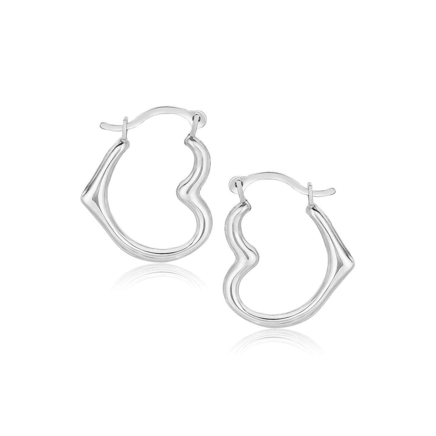 10k White Gold Heart Hoop Earrings - Ellie Belle