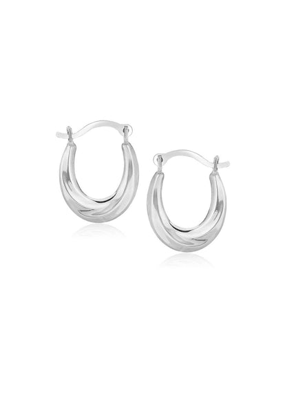 10k White Gold Oval Hoop Earrings - Ellie Belle