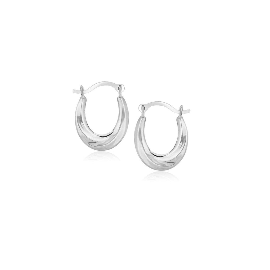 10k White Gold Oval Hoop Earrings - Ellie Belle