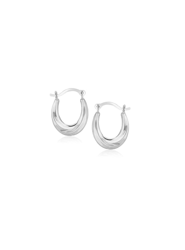 10k White Gold Oval Hoop Earrings - Ellie Belle