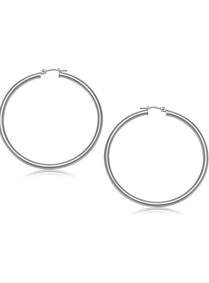 10k White Gold Polished Hoop Earrings (25 mm) - Ellie Belle