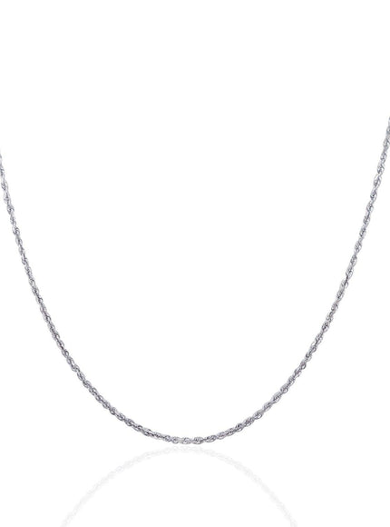 10k White Gold Solid Diamond Cut Rope Chain 1.4mm - Ellie Belle