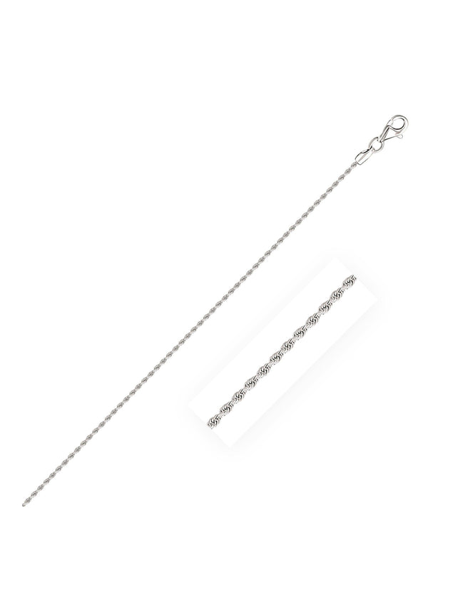 10k White Gold Solid Diamond Cut Rope Chain 1.5mm - Ellie Belle