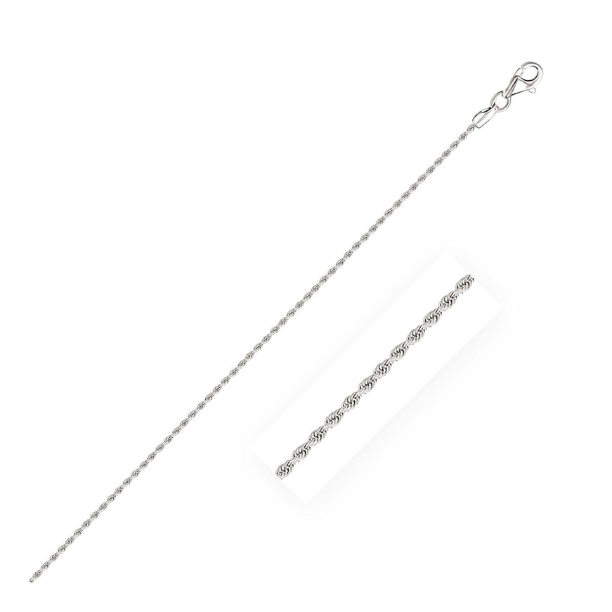 10k White Gold Solid Diamond Cut Rope Chain 1.5mm - Ellie Belle