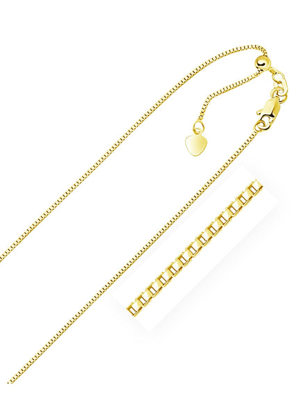 10k Yellow Gold Adjustable Box Chain 0.85mm - Ellie Belle