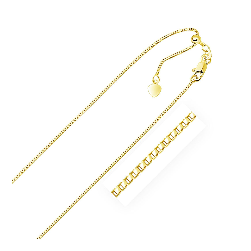 10k Yellow Gold Adjustable Box Chain 0.85mm - Ellie Belle