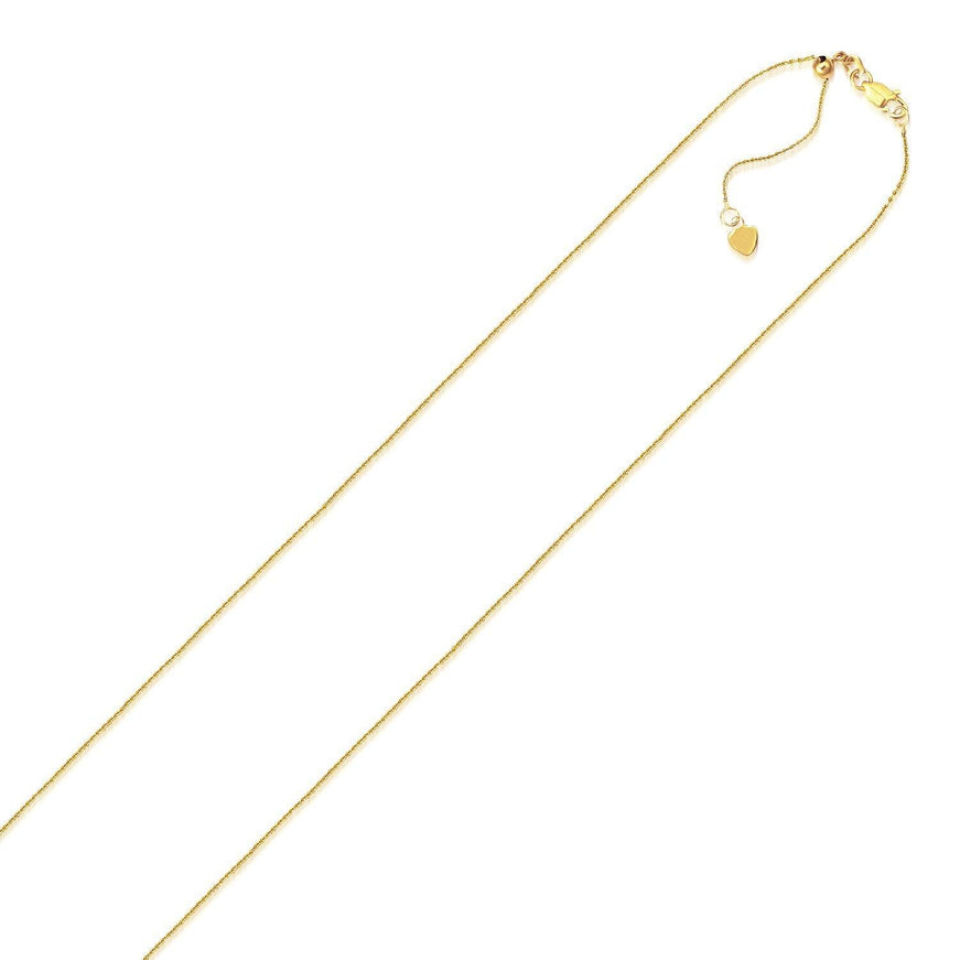 10k Yellow Gold Adjustable Cable Chain 0.9mm - Ellie Belle