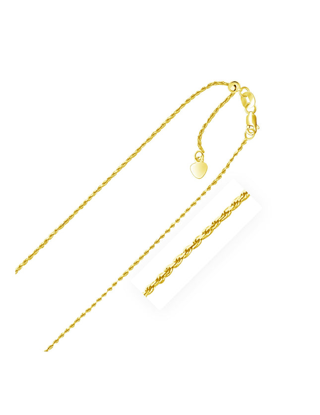 10k Yellow Gold Adjustable Rope Chain 1.0mm - Ellie Belle