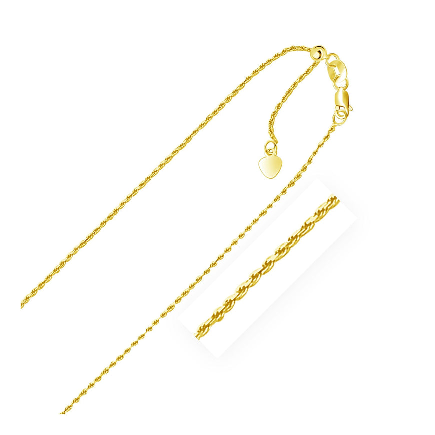 10k Yellow Gold Adjustable Rope Chain 1.0mm - Ellie Belle