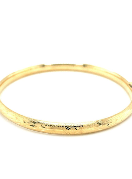 10k Yellow Gold Botanical Pattern Florentine Bangle - Ellie Belle