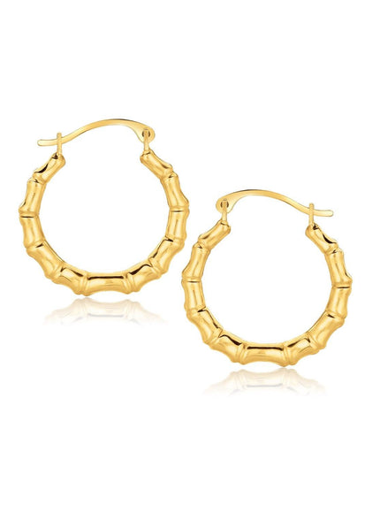 10k Yellow Gold Branch Motif Hoop Earrings - Ellie Belle