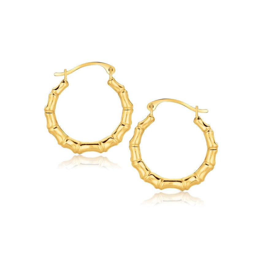 10k Yellow Gold Branch Motif Hoop Earrings - Ellie Belle