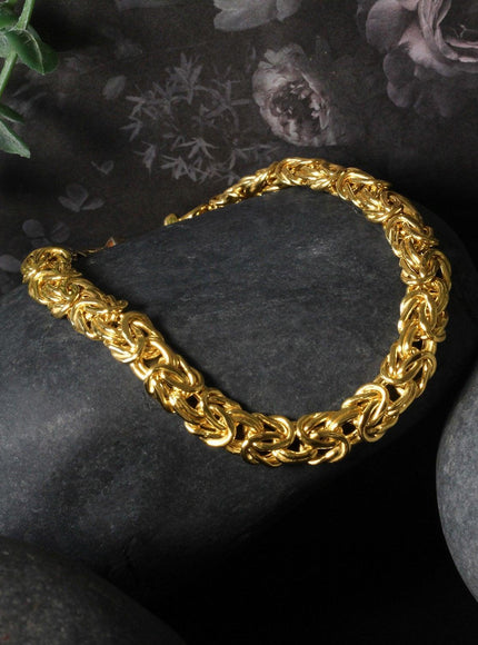 10k Yellow Gold Byzantine Design Chain Bracelet - Ellie Belle