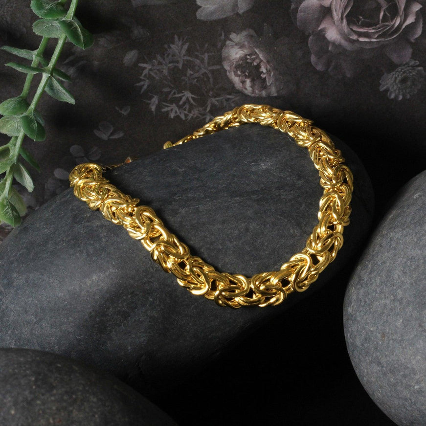 10k Yellow Gold Byzantine Design Chain Bracelet - Ellie Belle