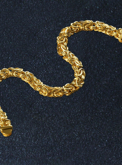 10k Yellow Gold Byzantine Design Chain Bracelet - Ellie Belle