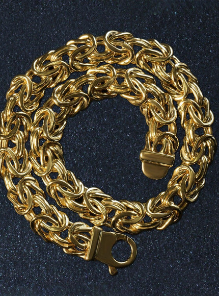 10k Yellow Gold Byzantine Design Chain Bracelet - Ellie Belle