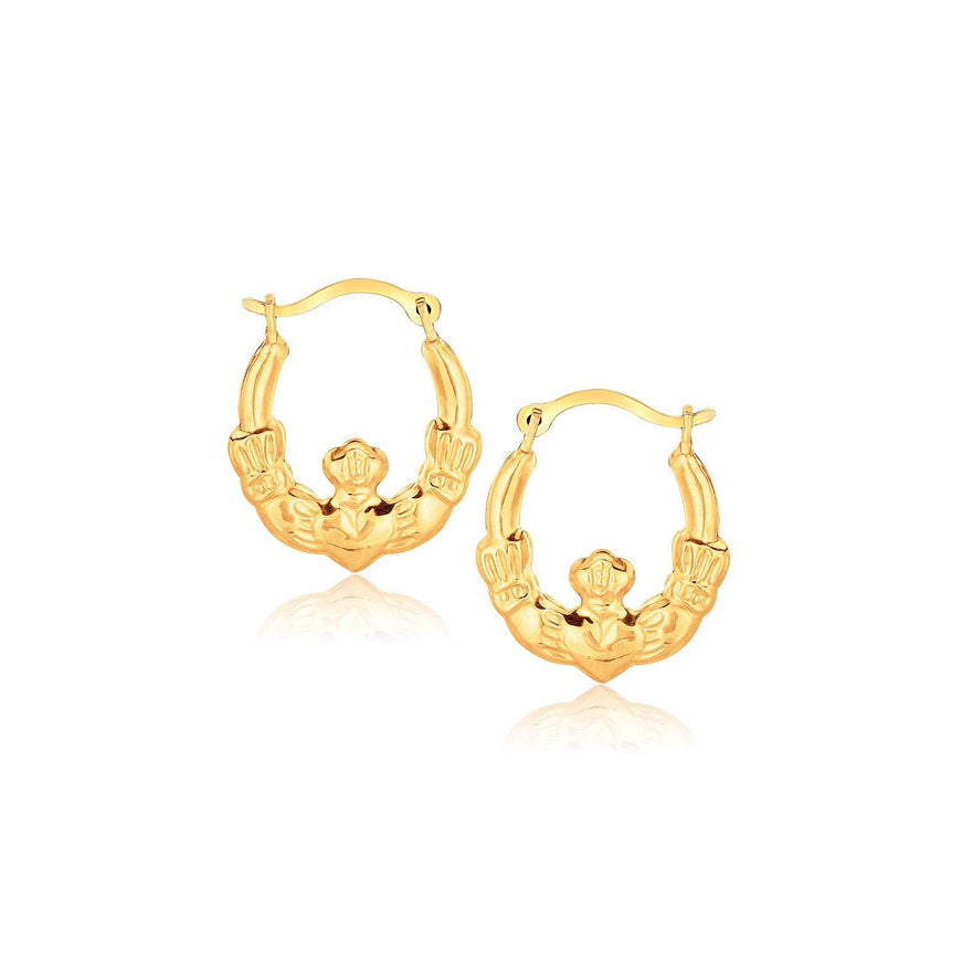 10k Yellow Gold Claddagh Hoop Earrings - Ellie Belle