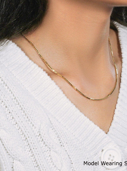 10k Yellow Gold Classic Box Chain 1.4mm - Ellie Belle