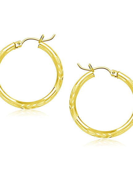 10k Yellow Gold Diamond Cut Hoop Earrings (20mm) - Ellie Belle