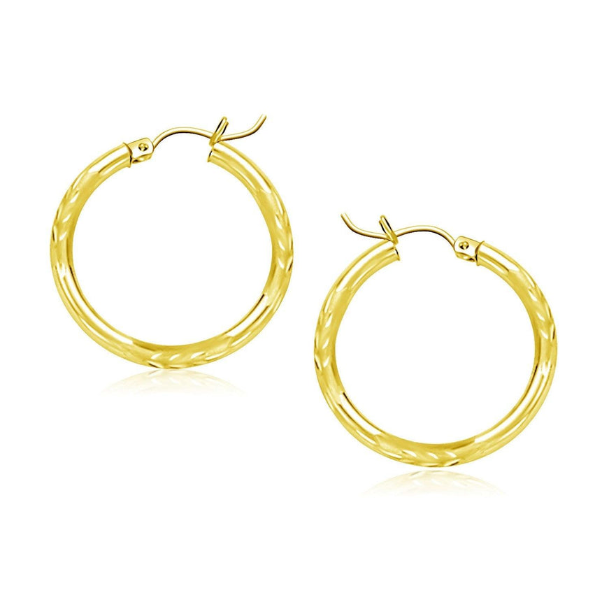 10k Yellow Gold Diamond Cut Hoop Earrings (20mm) - Ellie Belle