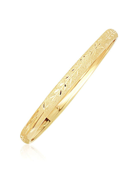 10k Yellow Gold Dome Childrens Diamond Cut Florentine Bangle