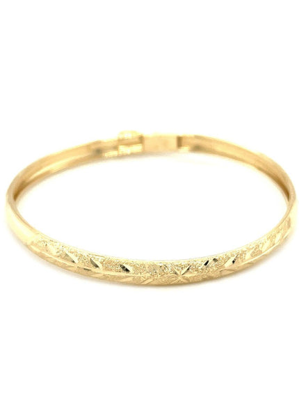 10k Yellow Gold Dome Childrens Diamond Cut Florentine Bangle