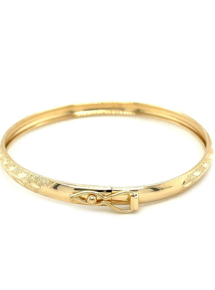 10k Yellow Gold Dome Childrens Diamond Cut Florentine Bangle - Ellie Belle