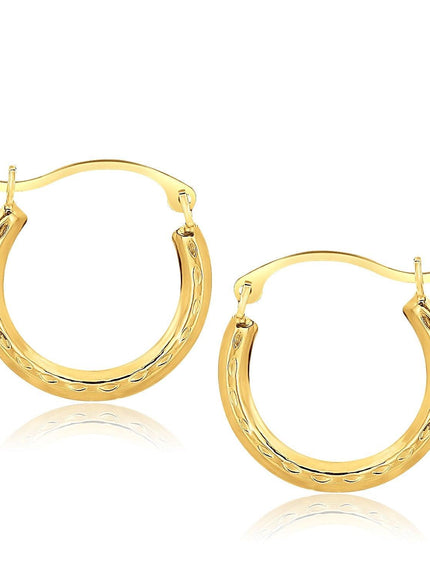 10k Yellow Gold Fancy Hoop Earrings - Ellie Belle