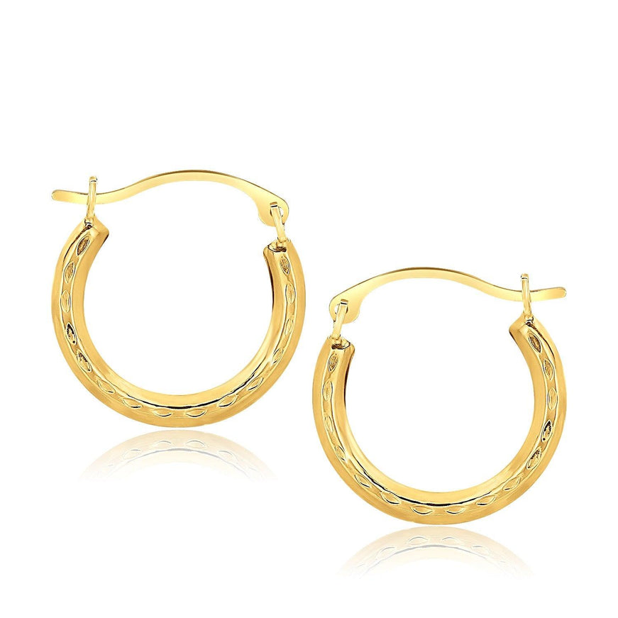 10k Yellow Gold Fancy Hoop Earrings - Ellie Belle