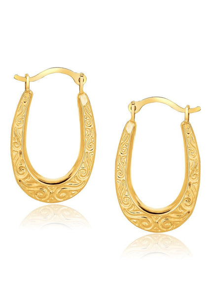 10k Yellow Gold Fancy Oval Hoop Earrings - Ellie Belle