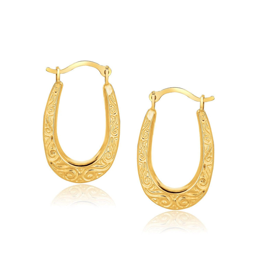 10k Yellow Gold Fancy Oval Hoop Earrings - Ellie Belle