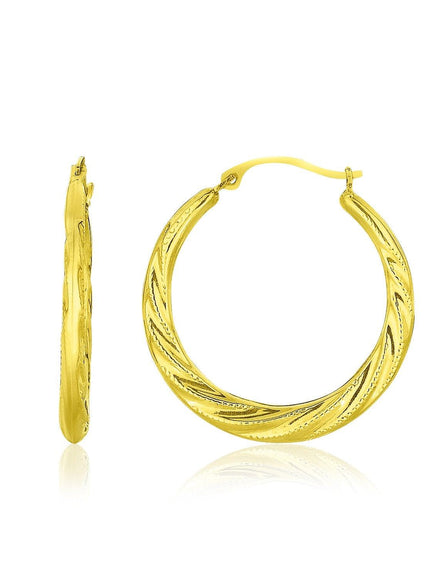 10k Yellow Gold Graduated Twisted Hoop Earrings - Ellie Belle