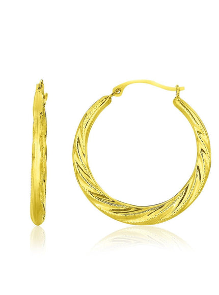 10k Yellow Gold Graduated Twisted Hoop Earrings