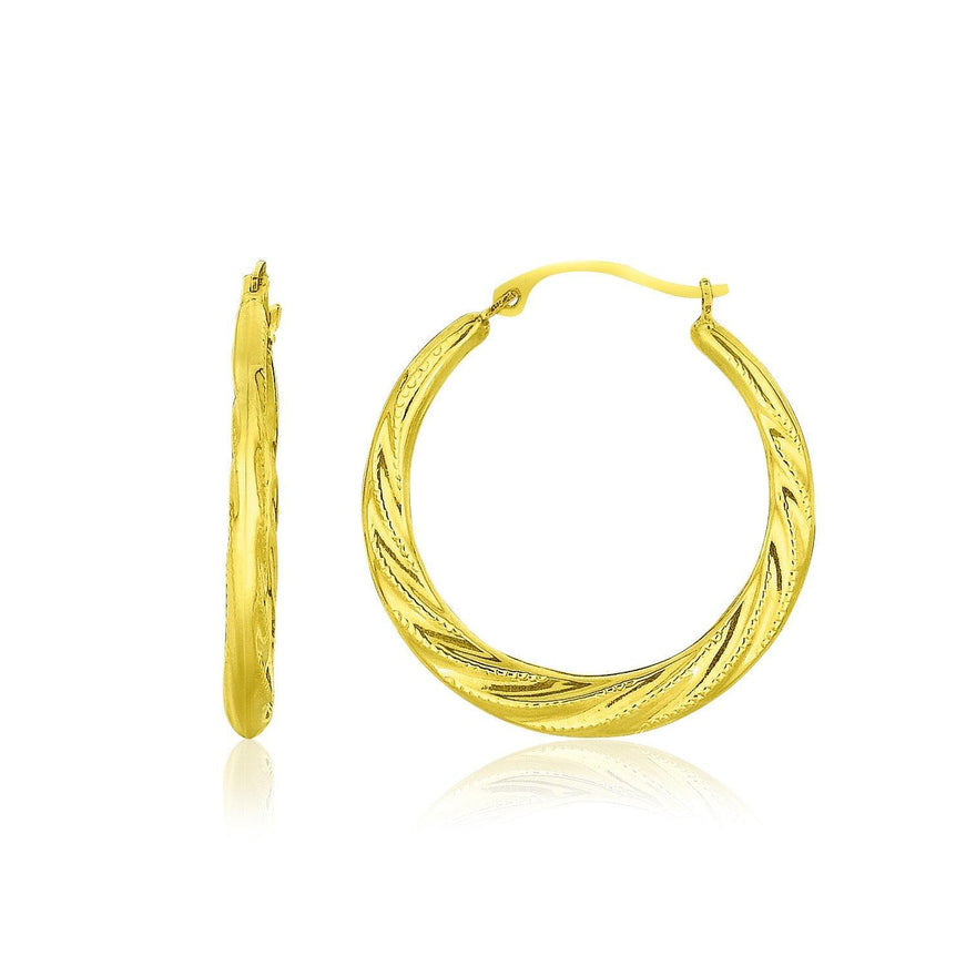 10k Yellow Gold Graduated Twisted Hoop Earrings - Ellie Belle