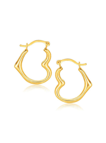 10k Yellow Gold Heart Hoop Earrings - Ellie Belle