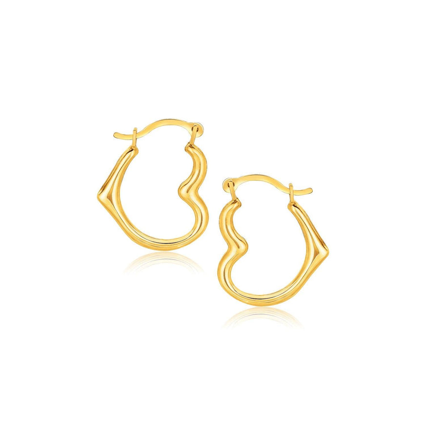 10k Yellow Gold Heart Hoop Earrings - Ellie Belle