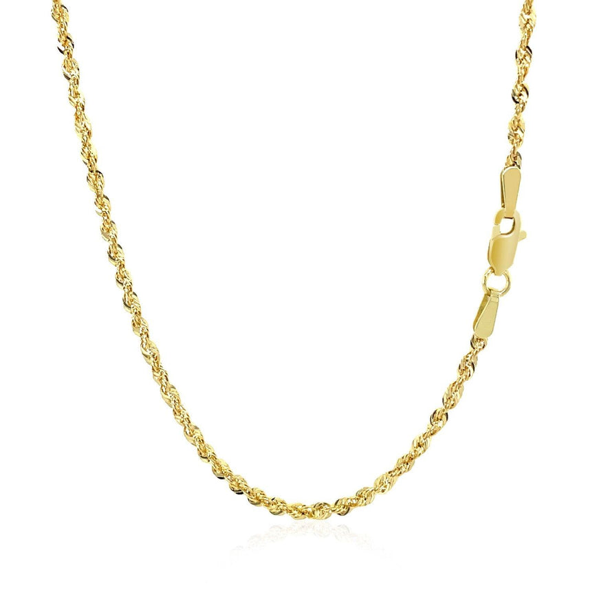 10K Yellow Gold Hollow Diamond Cut Rope Chain (2.00 mm) - Ellie Belle