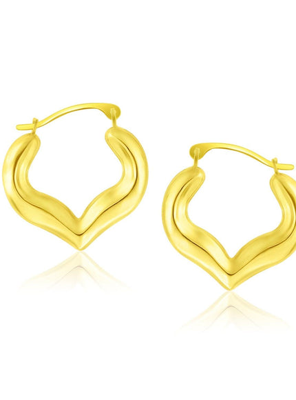 10k Yellow Gold Hoop Style Heart Shape Earrings - Ellie Belle