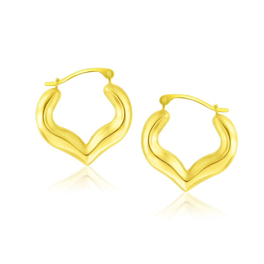 10k Yellow Gold Hoop Style Heart Shape Earrings - Ellie Belle