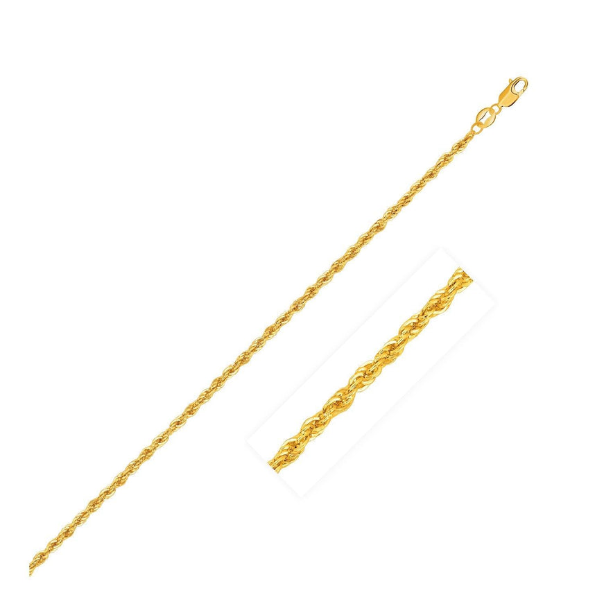 10k Yellow Gold Light Rope Chain 1.5mm - Ellie Belle