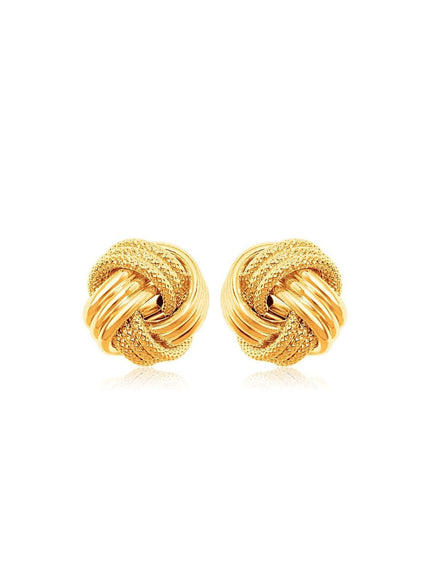 10k Yellow Gold Love Knot with Ridge Texture Earrings - Ellie Belle