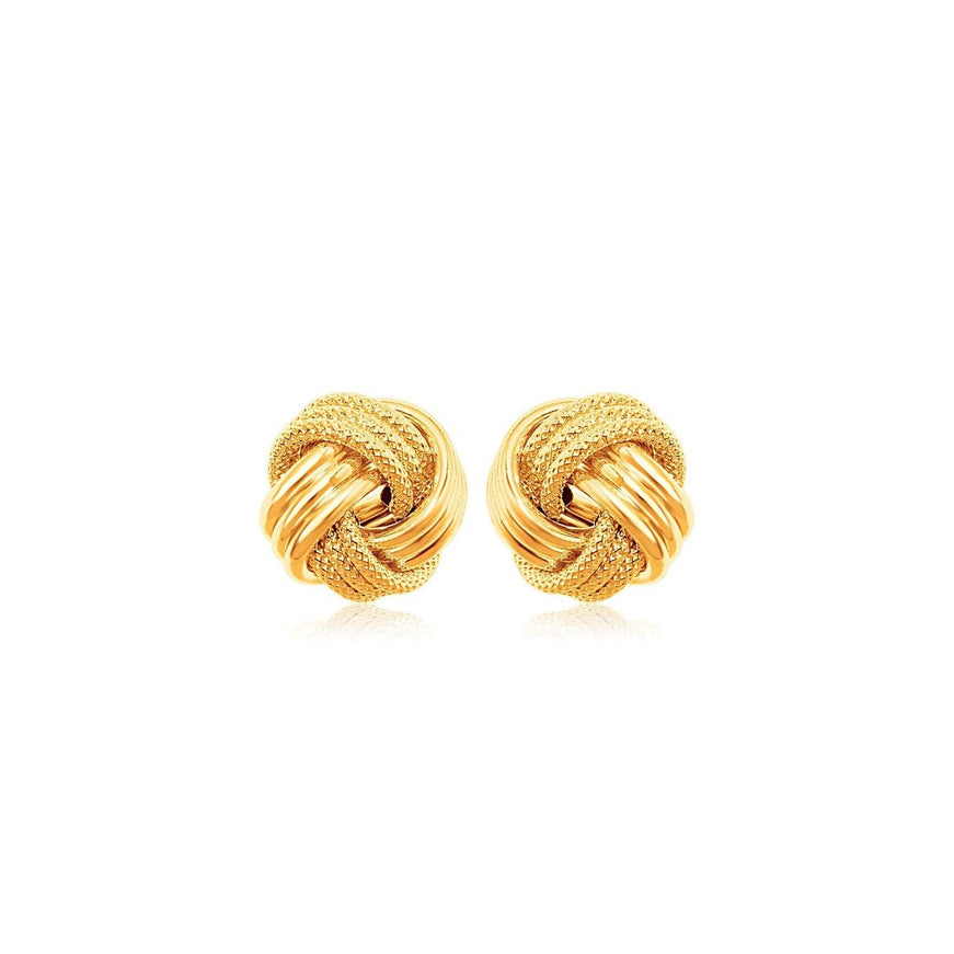 10k Yellow Gold Love Knot with Ridge Texture Earrings - Ellie Belle