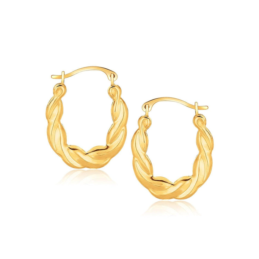 10k Yellow Gold Oval Twist Hoop Earrings - Ellie Belle